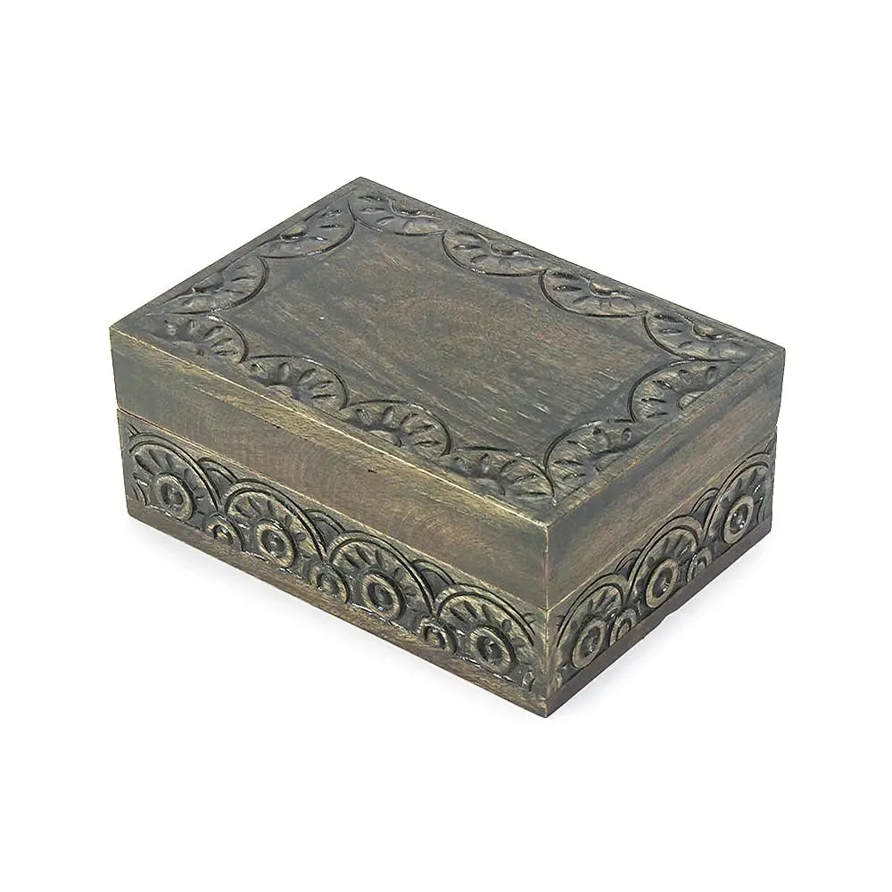 Antique Wooden Hand Carved Trinket Box