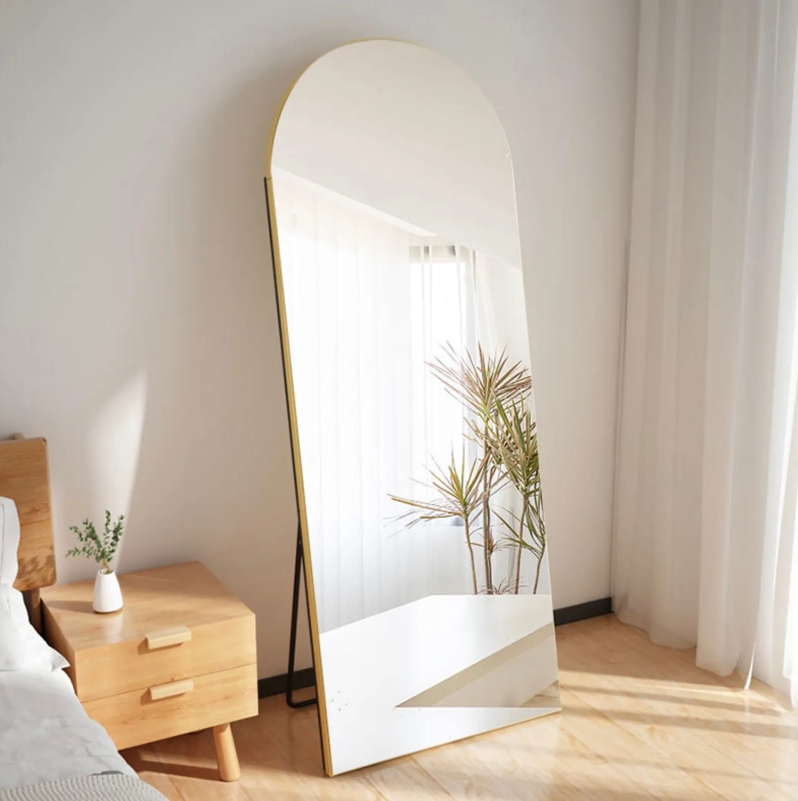 Arched Full Length Mirror With Stand 50_170cm _ Wooden