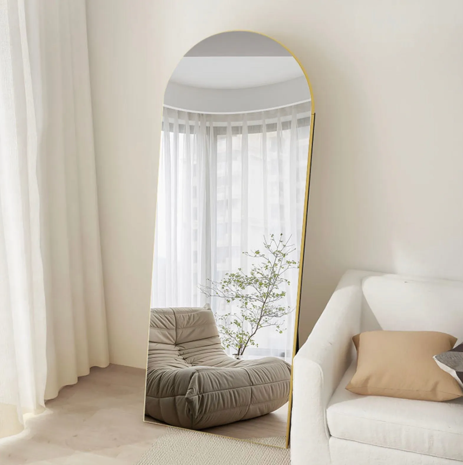Arched Full Length Mirror With Stand 50_170cm _ Wooden