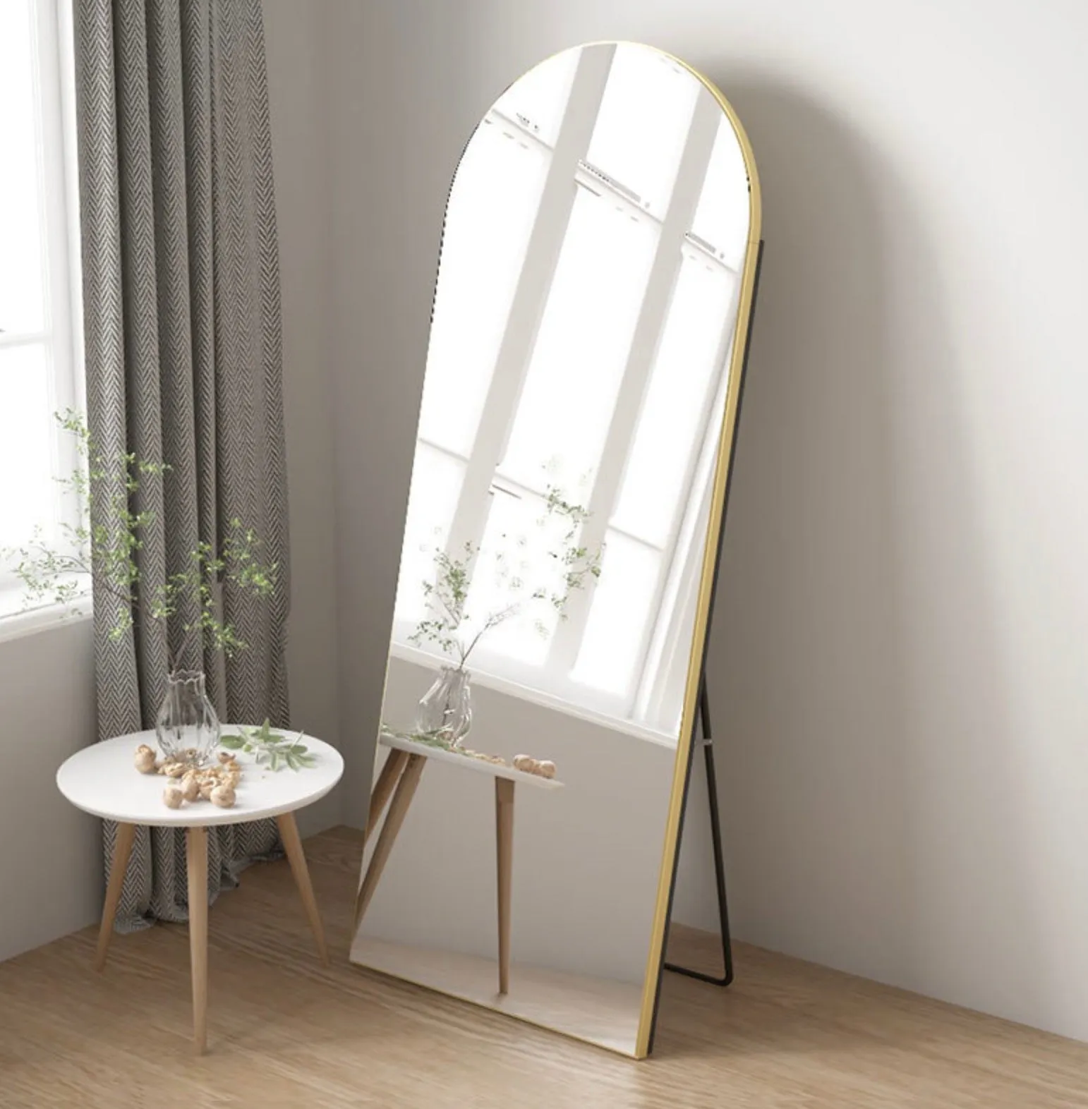 Arched Full Length Mirror With Stand 50_170cm _ Wooden