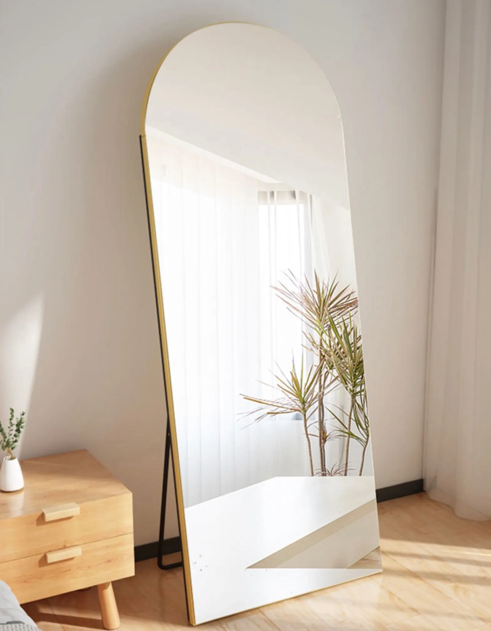 Arched Full Length Mirror With Stand 50_170cm _ Wooden