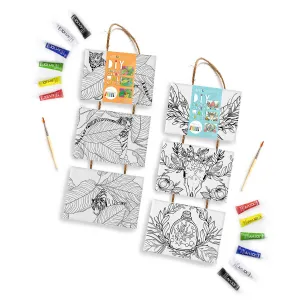 Art 101 DIY Canvas Art Set - Dual Pack with Acrylic Paints & Brushes