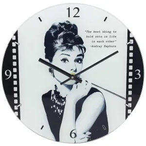 Audrey Hepburn Glass Clock - 30cm