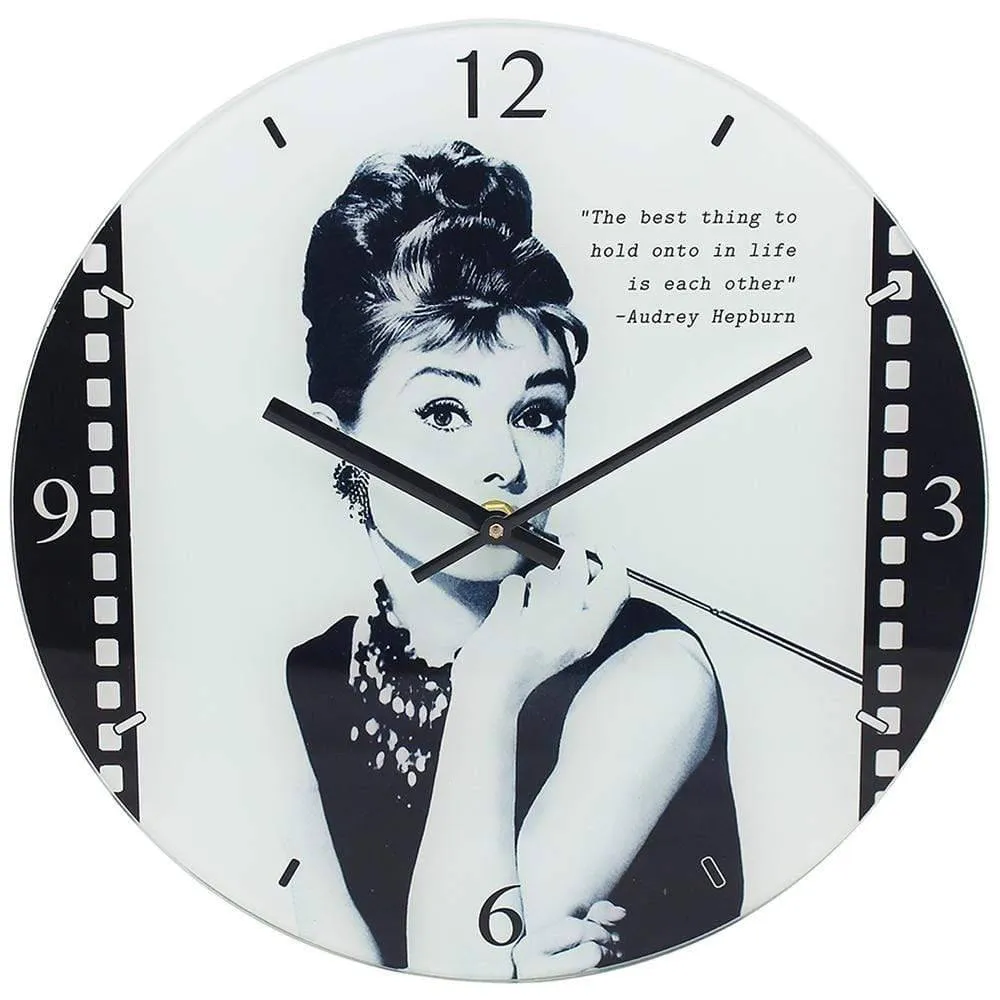 Audrey Hepburn Glass Clock - 30cm