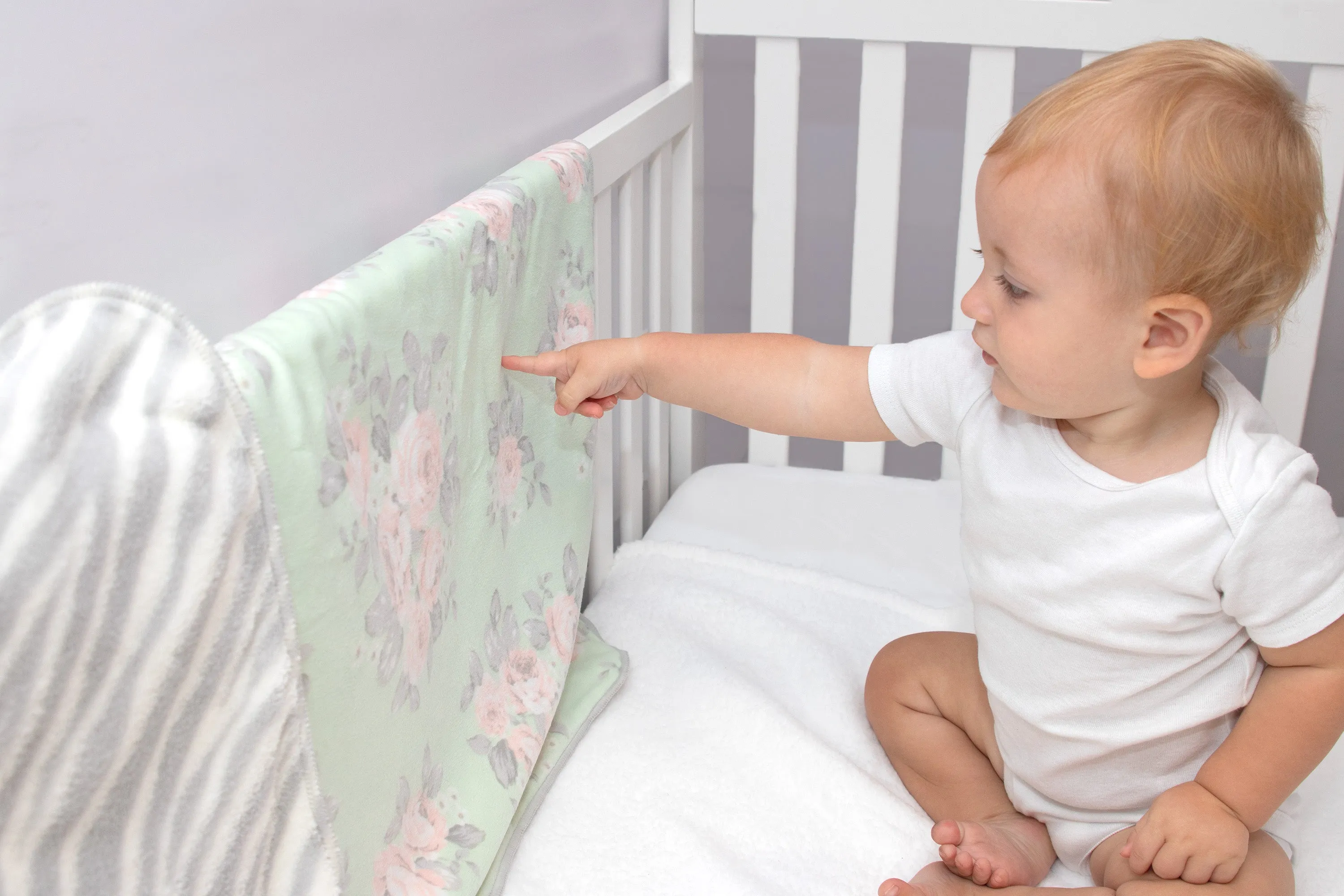 Baby Fleece Reversible Blankets 36" x 30" - Floral & Zebra Print