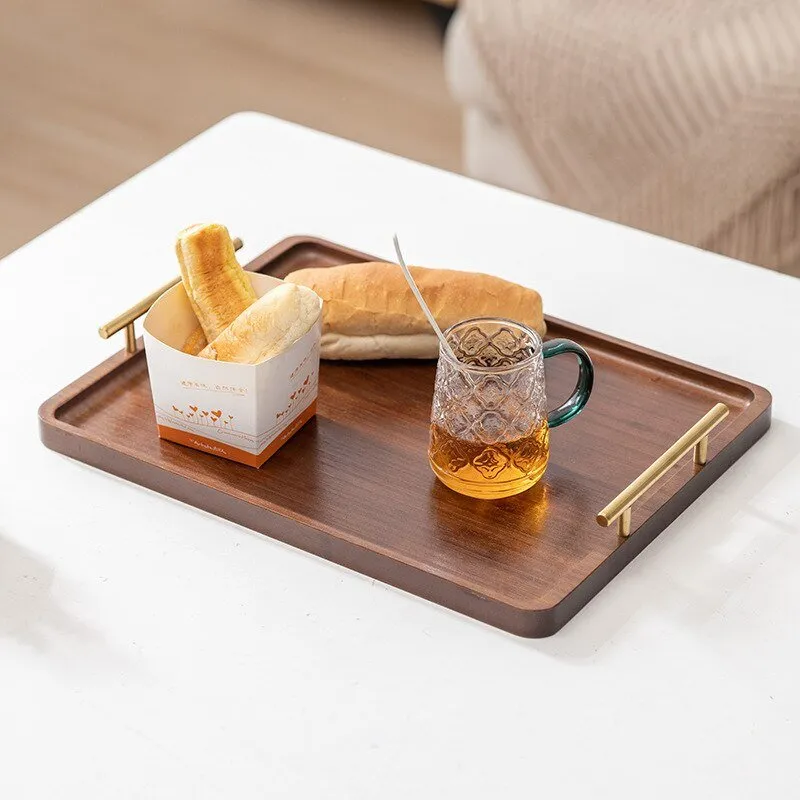 Bamboo Tray with Metal Handle