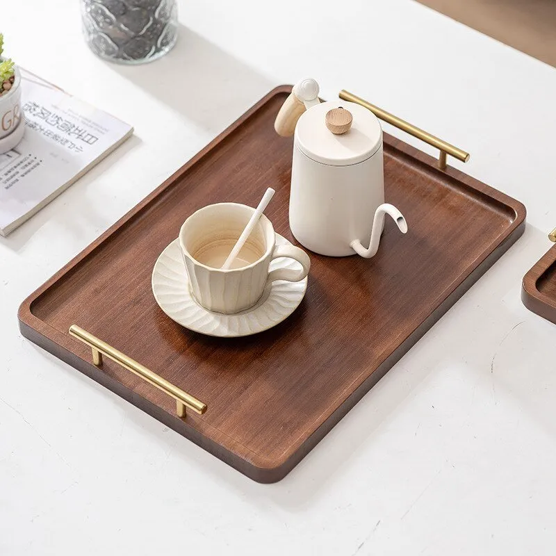 Bamboo Tray with Metal Handle