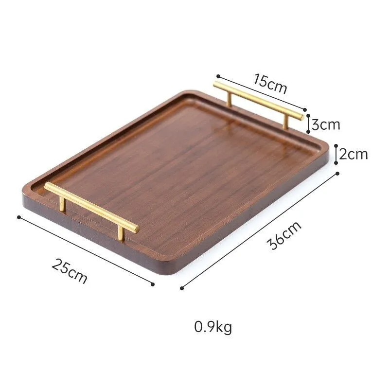 Bamboo Tray with Metal Handle