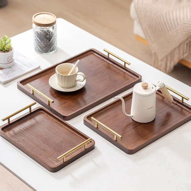 Bamboo Tray with Metal Handle