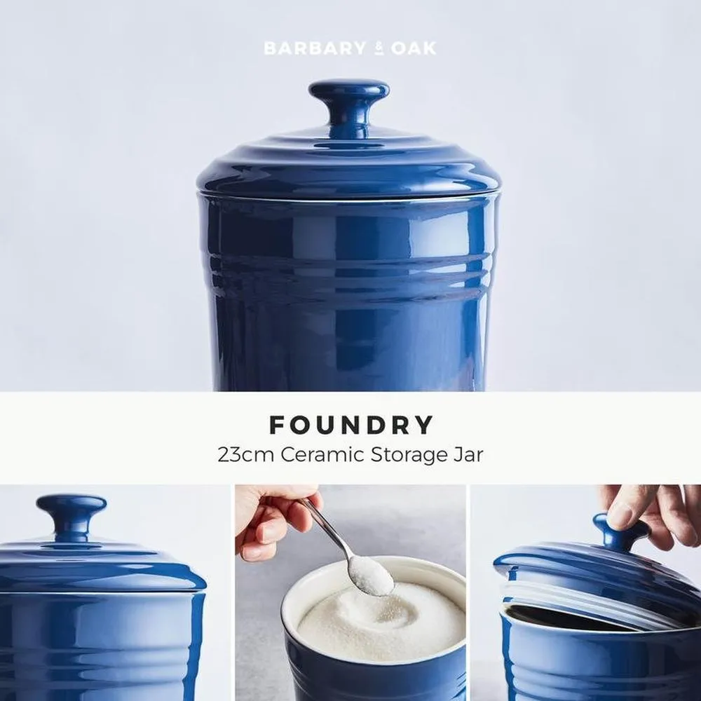 Barbary & Oak Foundry 23cm Limoges Blue Ceramic Storage Jar
