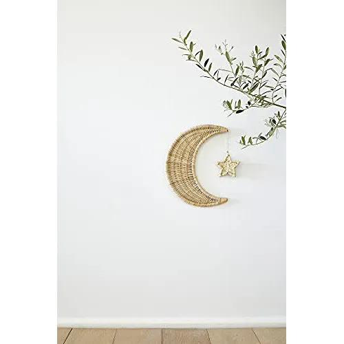 BEBE BASK Handmade Rattan Moon Wall Décor Rainbow