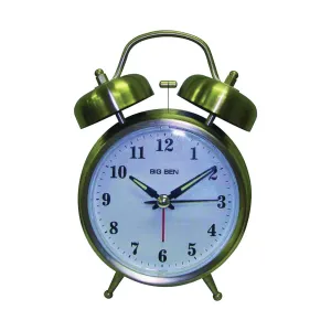 BIG BEN 70010 Alarm Clock, AA Battery, Nickel Case, Silver Case