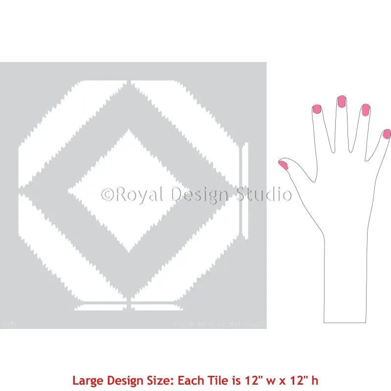 Bird's Eye Ikat Tile Stencil