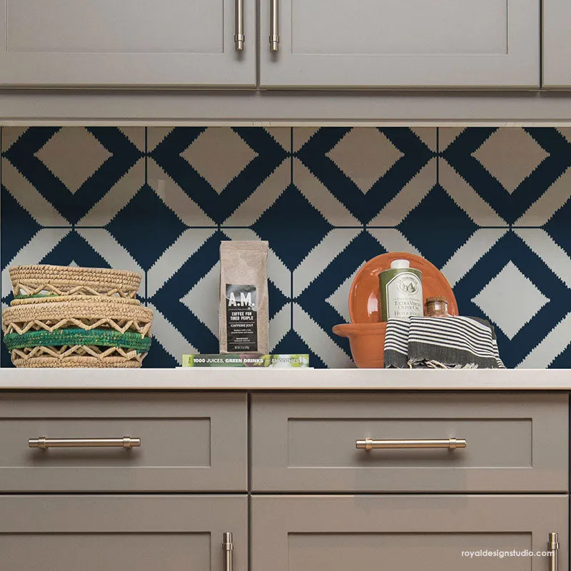 Bird's Eye Ikat Tile Stencil