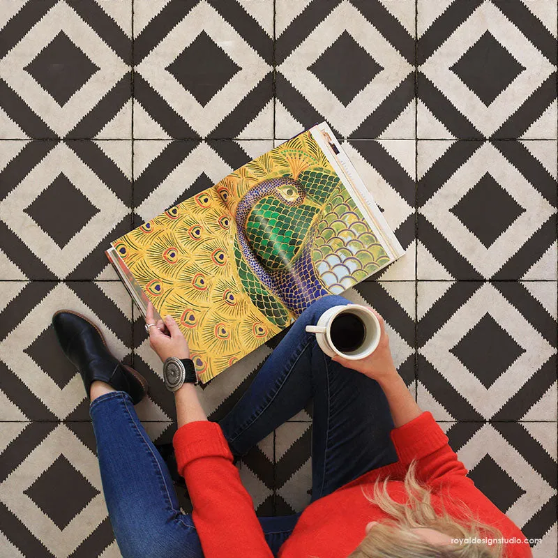 Bird's Eye Ikat Tile Stencil