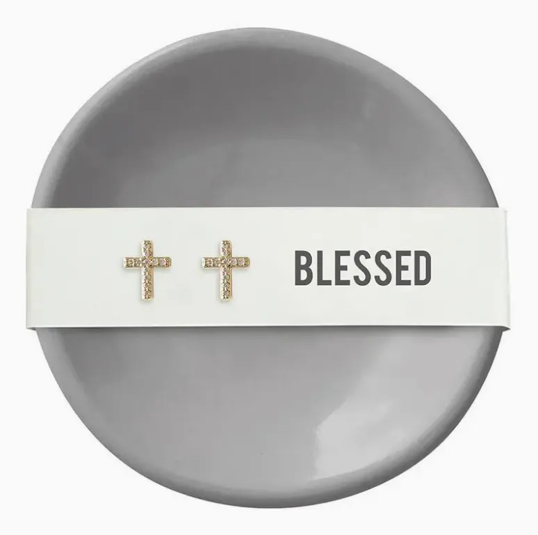 Blessed Ceramic Ring Dish & Earrings