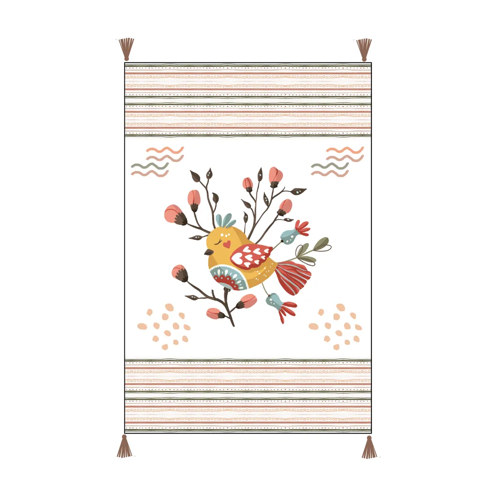 Bohemian Bird Printed Embroidered Cotton Bedding Cushion Throw