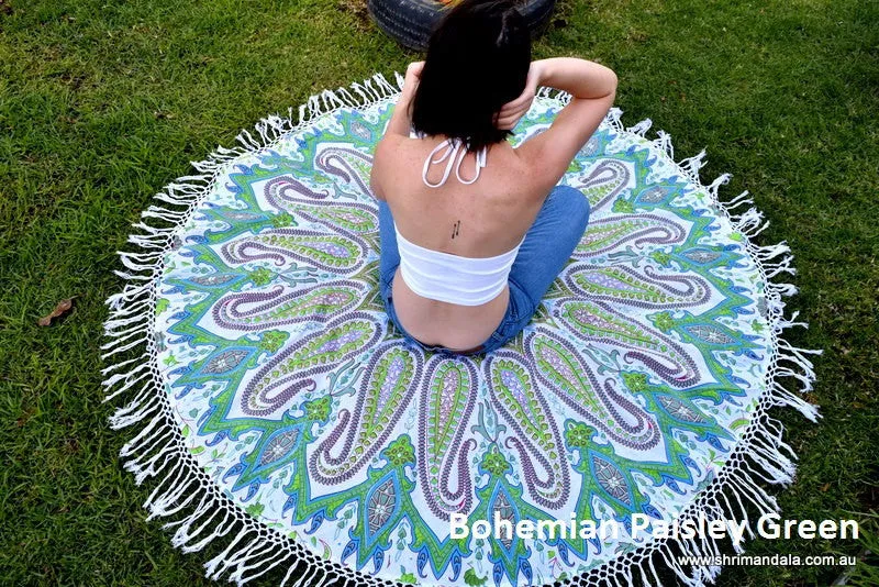 Bohemian Paisley Green Beach Roundie