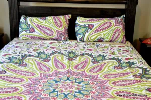 Bohemian Paisley Green Mandala Duvet Set
