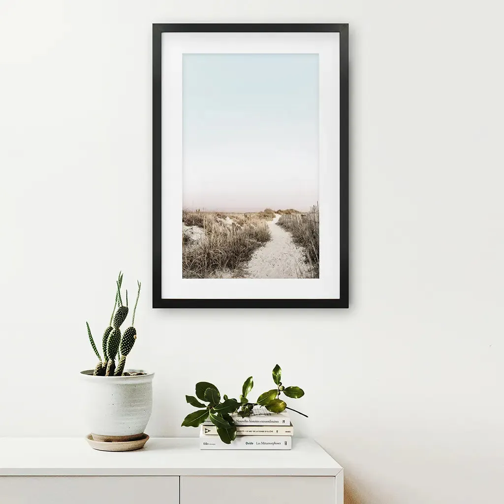 Boho Chic Wall Art Print. Sandy Beach Path, Dried Grass