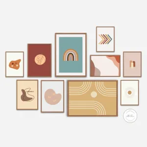 Boho Wall Art Set Of 10 PRINTABLE WALL ART, Terracotta Prints, Abstract Boho, Boho Sun Print, Apartment Decor Boho, Boho Rainbow, Indie Prints