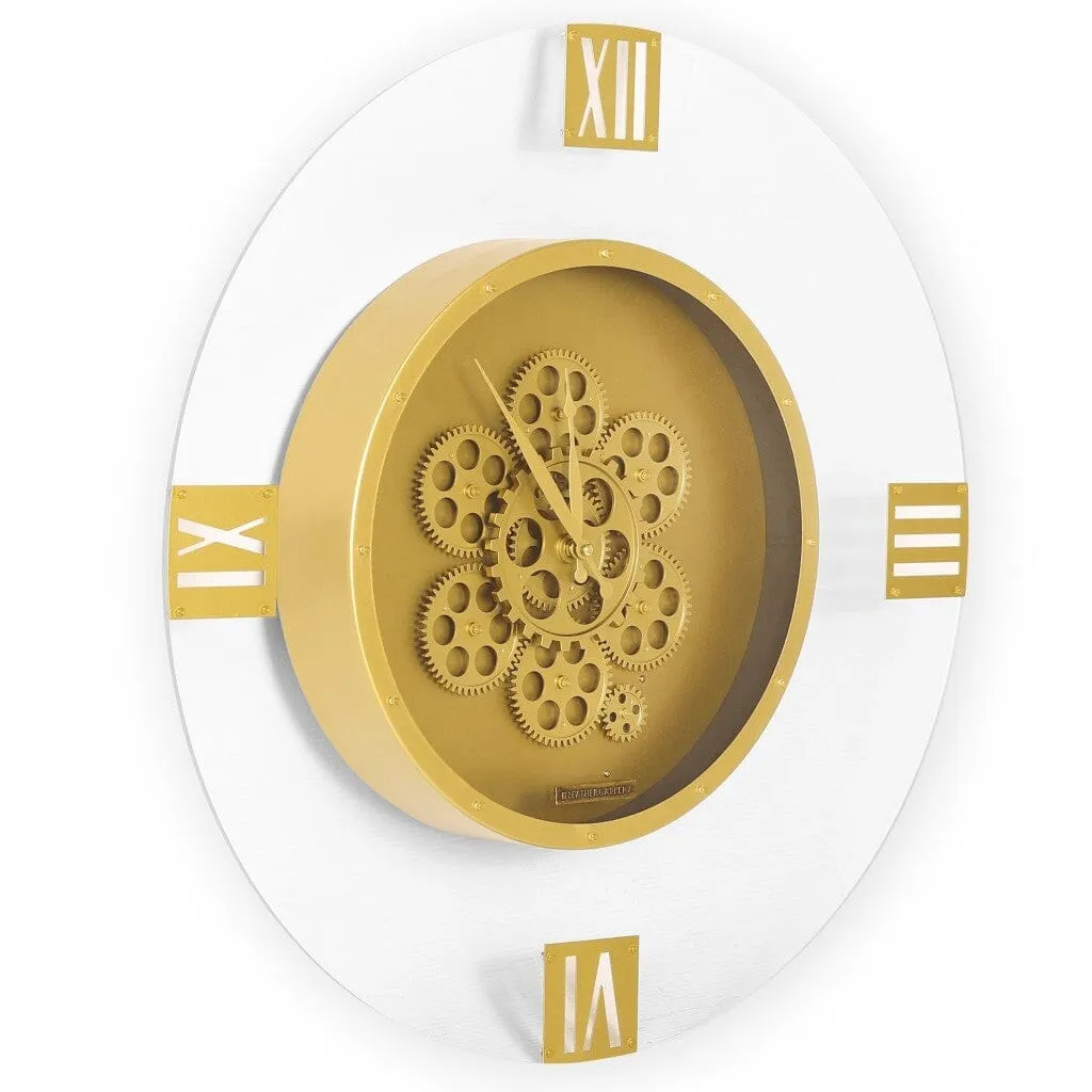 Bordered Modern Gold Gear Wall Clock - Dia 61 cm x 6cm