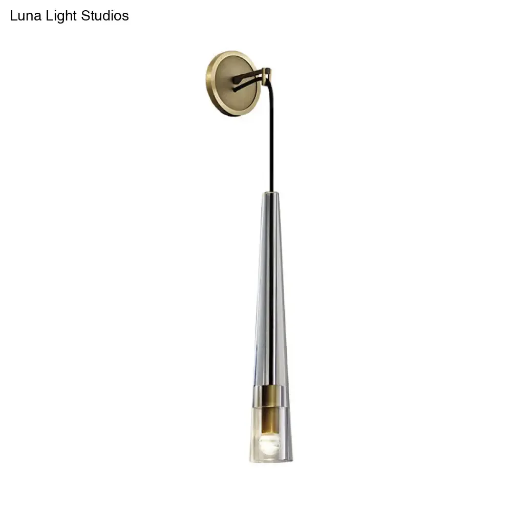 Brass Tradition Cone Sconce: Wall-Mounted Stairway Light Fixture with 1 Bulb