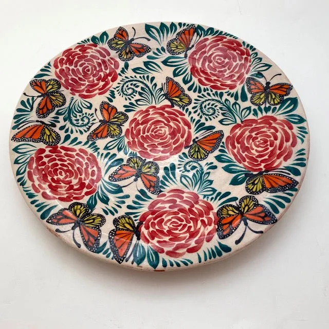 Capula Platter w/Butterflies and Flowers--Enrique Rosas