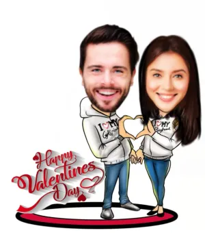 Caricature Personalized Gifts for Couple Wedding Anniversary Engagement Party Couple Caricature Wooden Cutout Photo Frame 9inch x 6.5 inch Multicolour OD_11