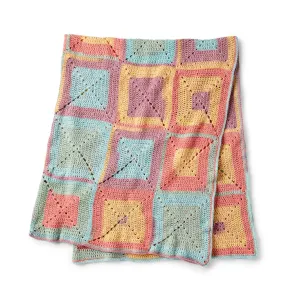 Caron Colorful Crochet Granny Squares Blanket