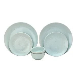 Ceramic Dinner Set | 2 Dinner Plates, 2 Small Plates & 2 Katori Bowls | Mint Green | Set of 6