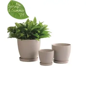 Ceramic Planter Pot Mocha Set 3