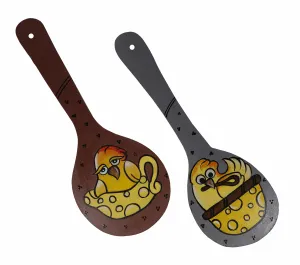 Chicken Dinner Hand-Painted Wooden Hanging Spoons (Set of 2)
