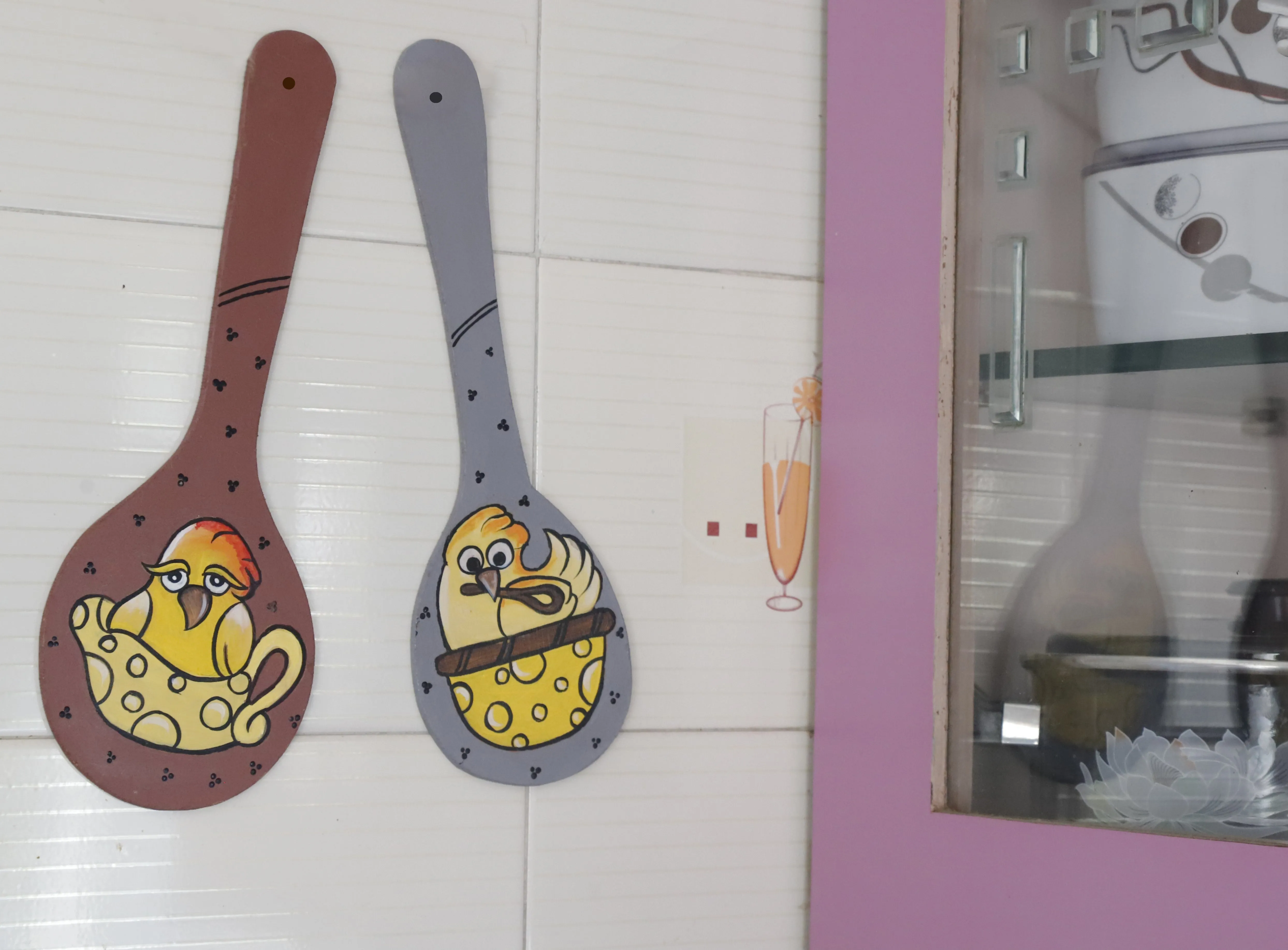 Chicken Dinner Hand-Painted Wooden Hanging Spoons (Set of 2)