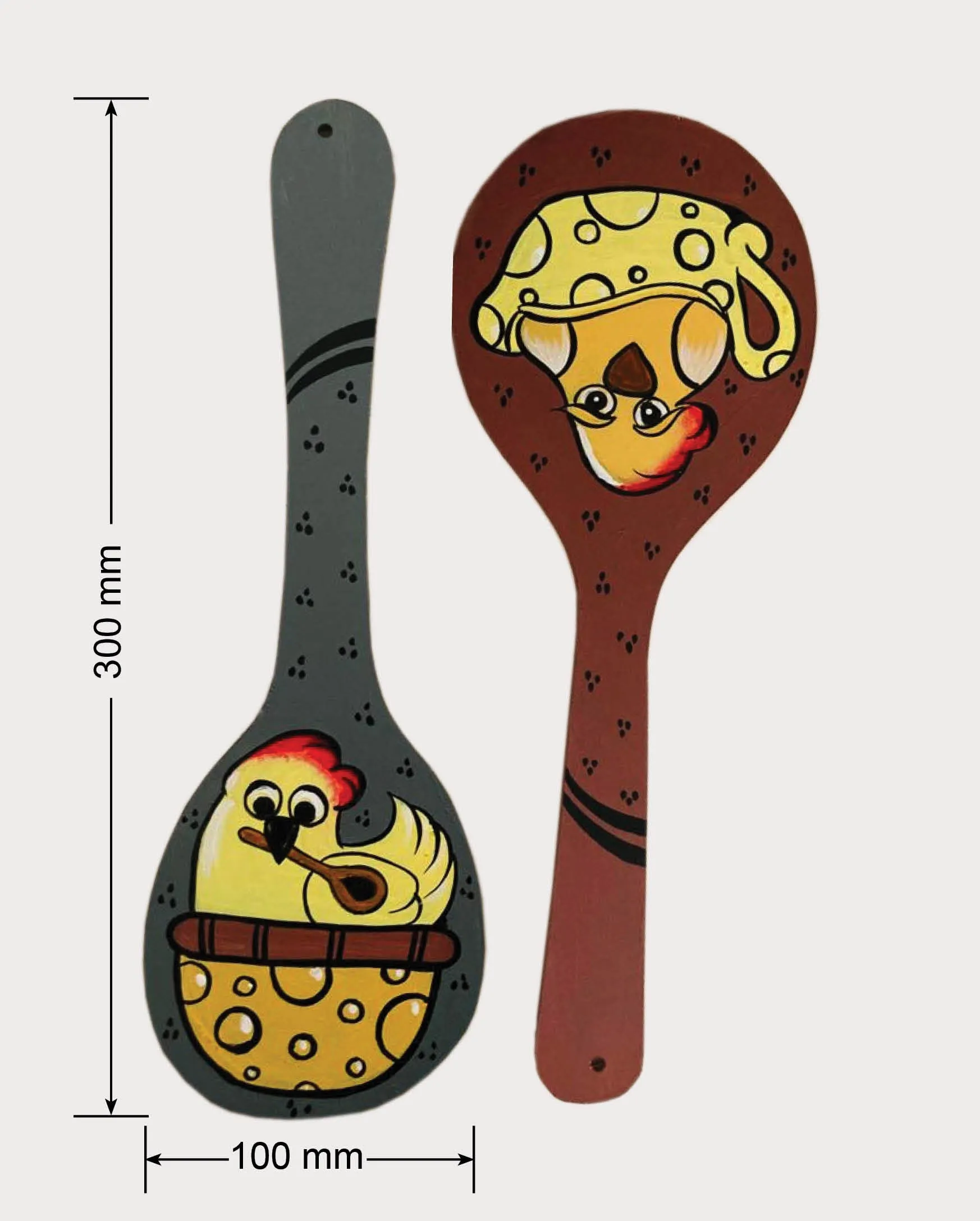 Chicken Dinner Hand-Painted Wooden Hanging Spoons (Set of 2)
