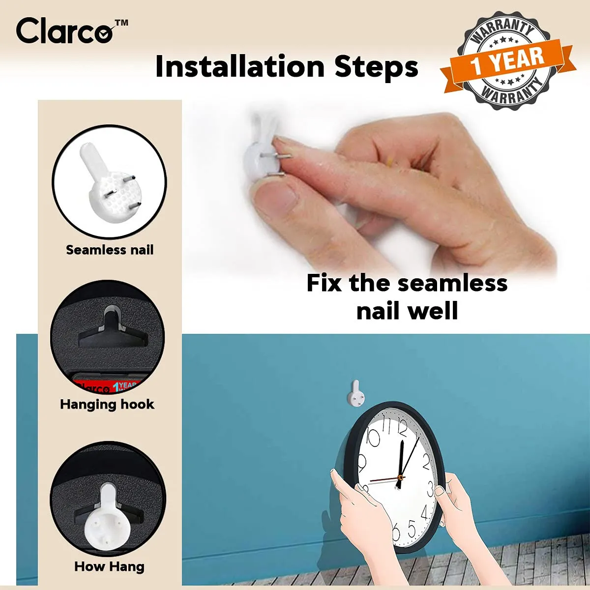 Clarco Designer Decorative Analogue Round Plastic Wall Clock with Glass for Home/Living Room/Bedroom/Kitchen/Office (12 x 12 Inch / 30 x 30 cm)(WL_854L)