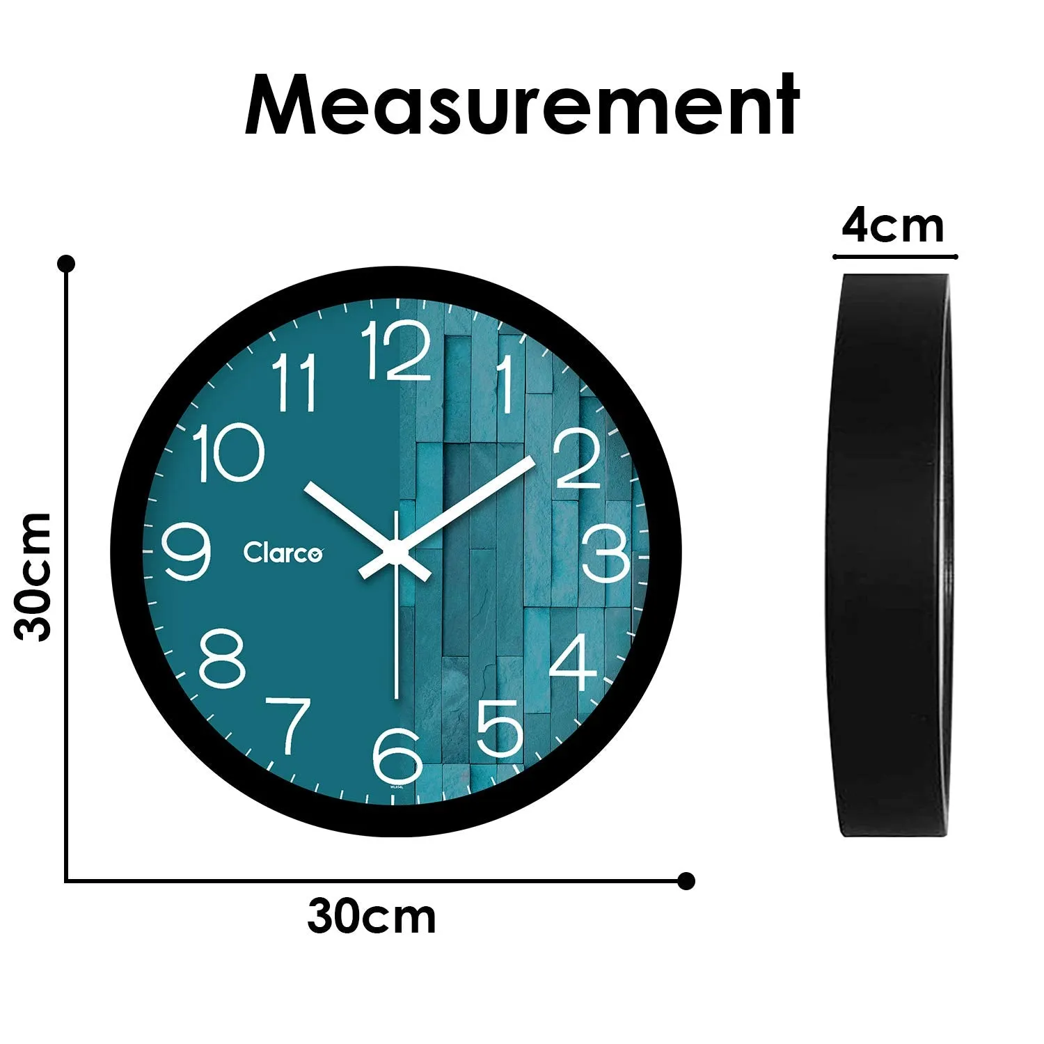 Clarco Designer Decorative Analogue Round Plastic Wall Clock with Glass for Home/Living Room/Bedroom/Kitchen/Office (12 x 12 Inch / 30 x 30 cm)(WL_854L)