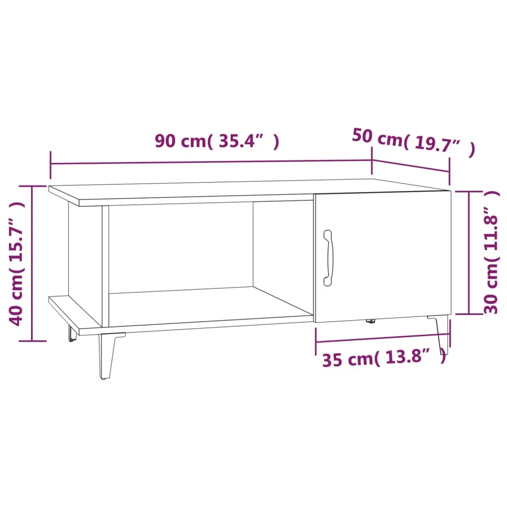 Coffee Table Brown Oak 90x50x40 cm Engineered Wood
