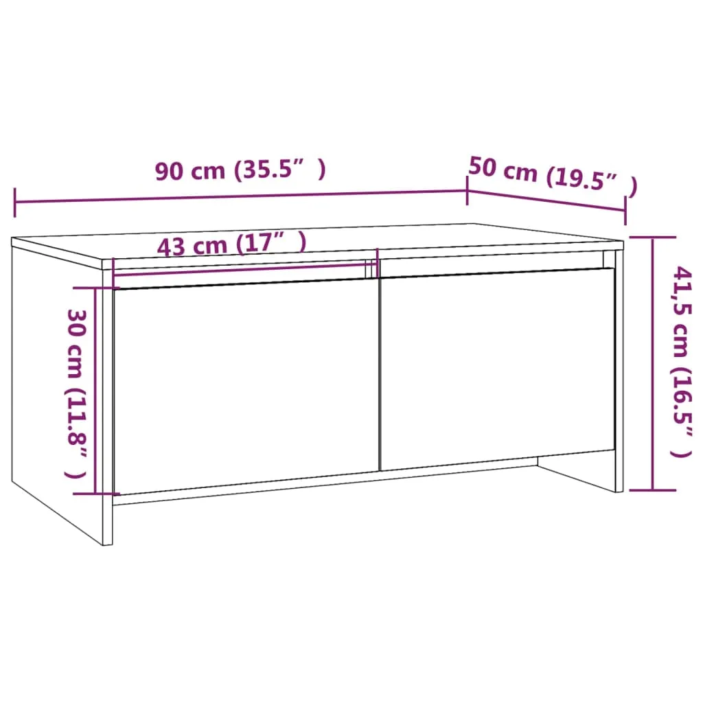 Coffee Table Brown Oak 90x50x41.5 cm Chipboard