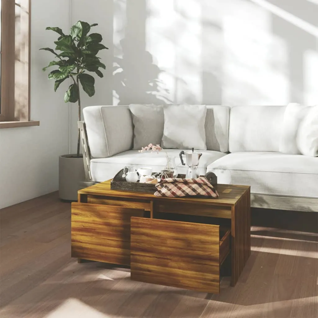 Coffee Table Brown Oak 90x50x41.5 cm Chipboard