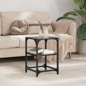 Coffee Table with Black Glass Top 30x30x45 cm Steel