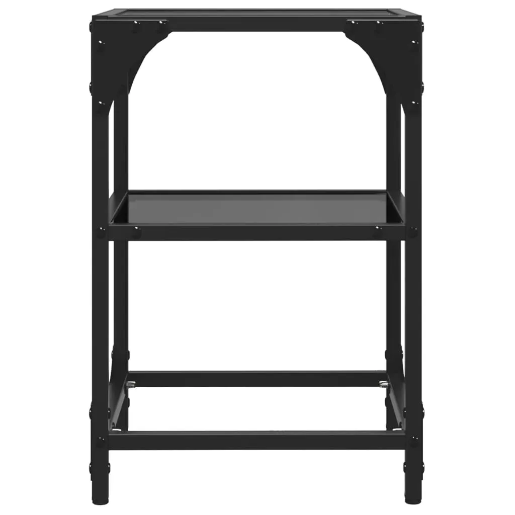 Coffee Table with Black Glass Top 30x30x45 cm Steel