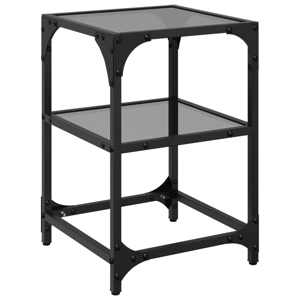Coffee Table with Black Glass Top 30x30x45 cm Steel