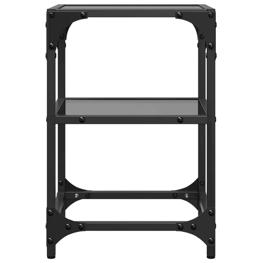 Coffee Table with Black Glass Top 30x30x45 cm Steel