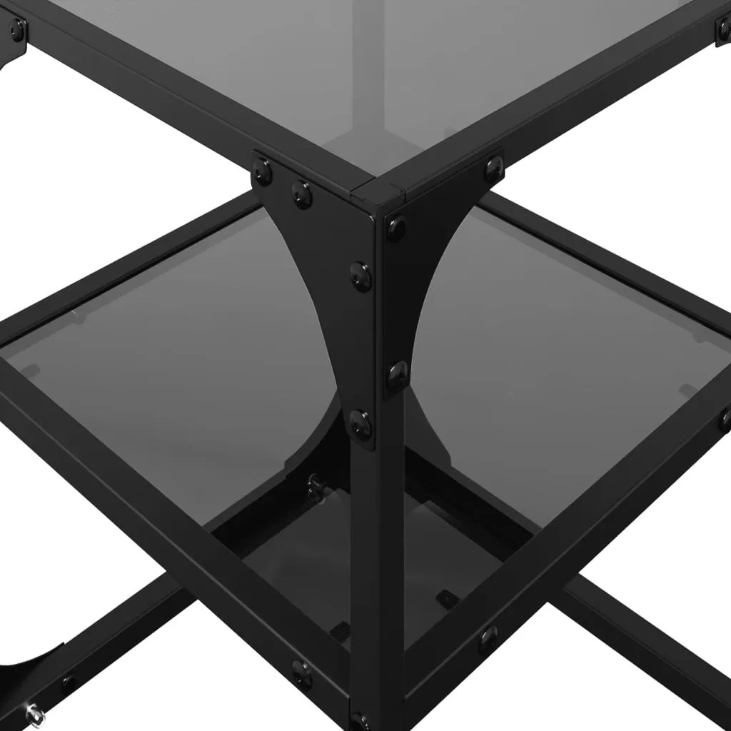 Coffee Table with Black Glass Top 30x30x45 cm Steel