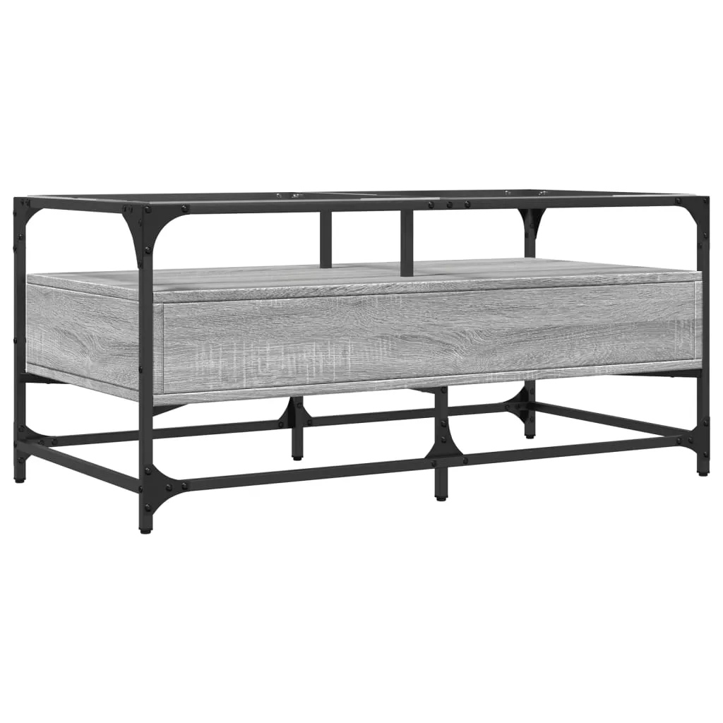 Coffee Table with Glass Top Grey Sonoma 98.5x50x45 cm Steel