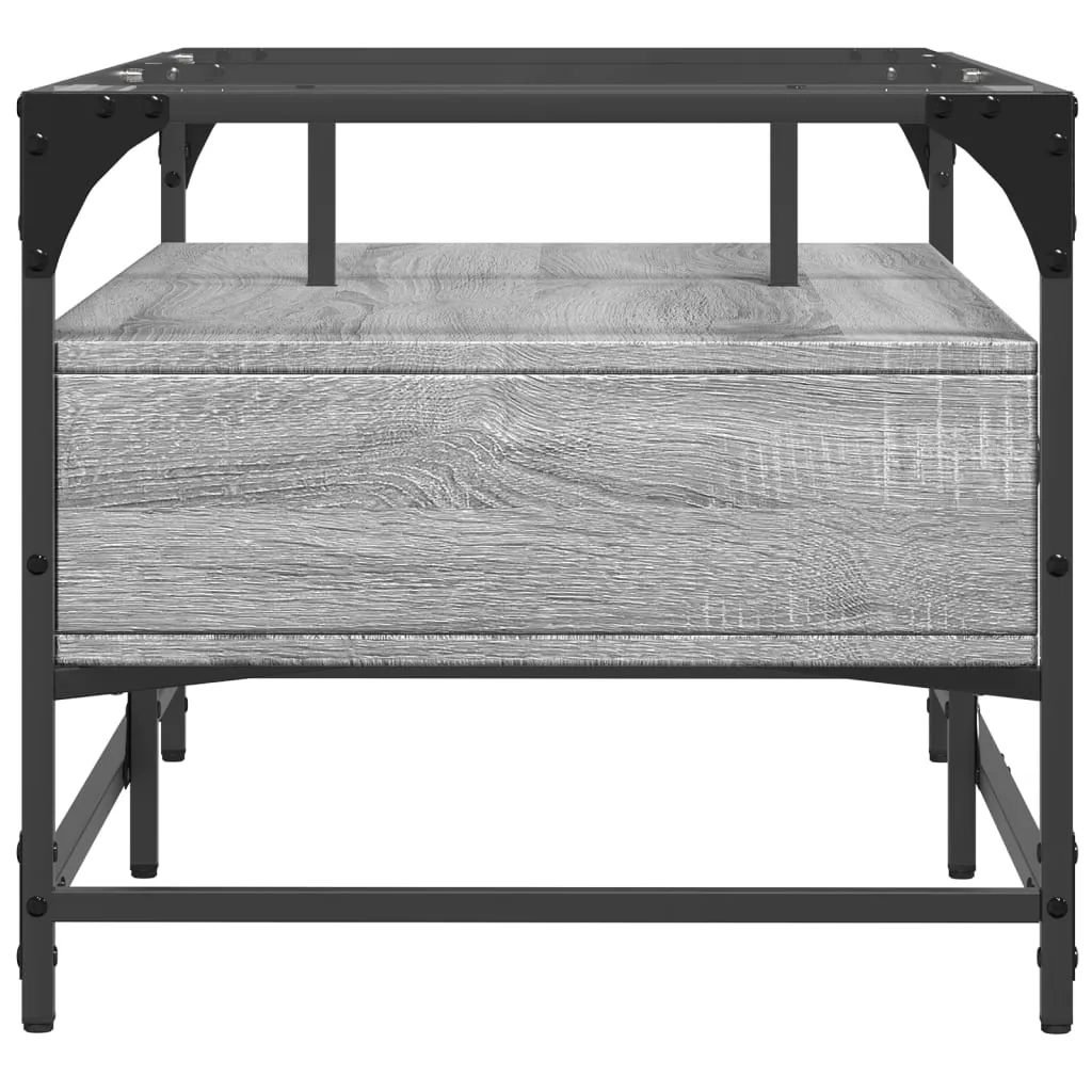 Coffee Table with Glass Top Grey Sonoma 98.5x50x45 cm Steel
