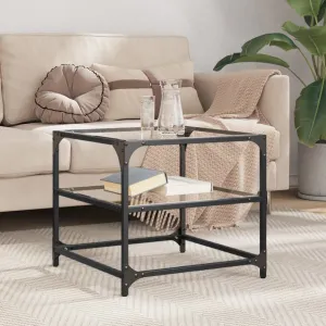 Coffee Table with Transparent Glass Top 50x50x45 cm Steel