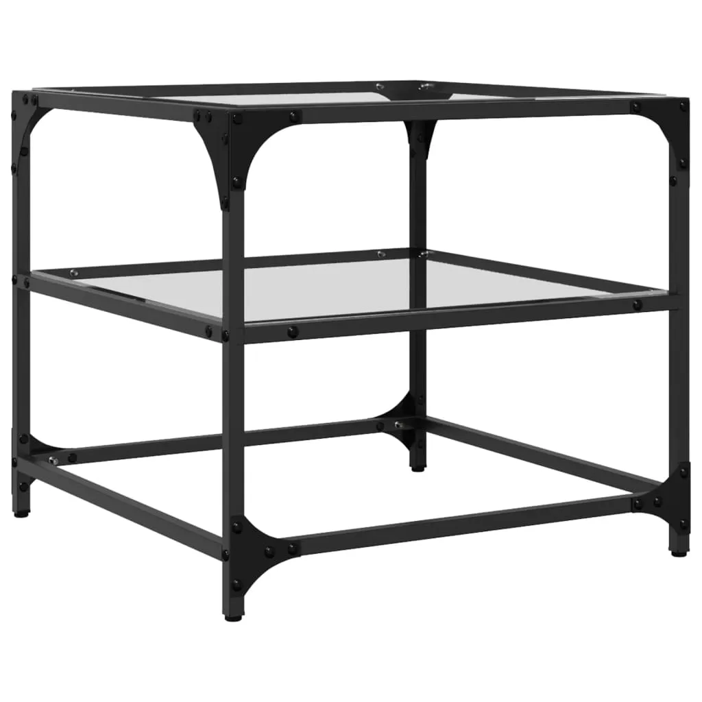 Coffee Table with Transparent Glass Top 50x50x45 cm Steel