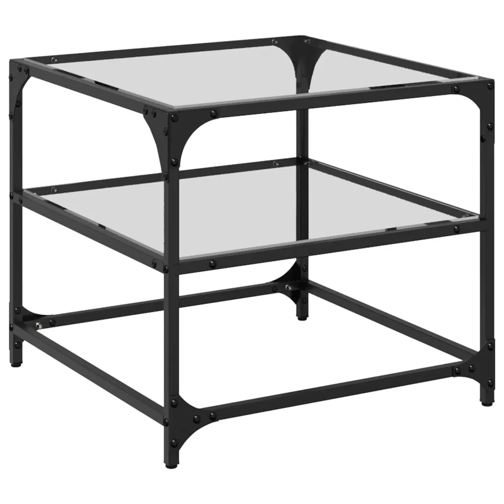 Coffee Table with Transparent Glass Top 50x50x45 cm Steel